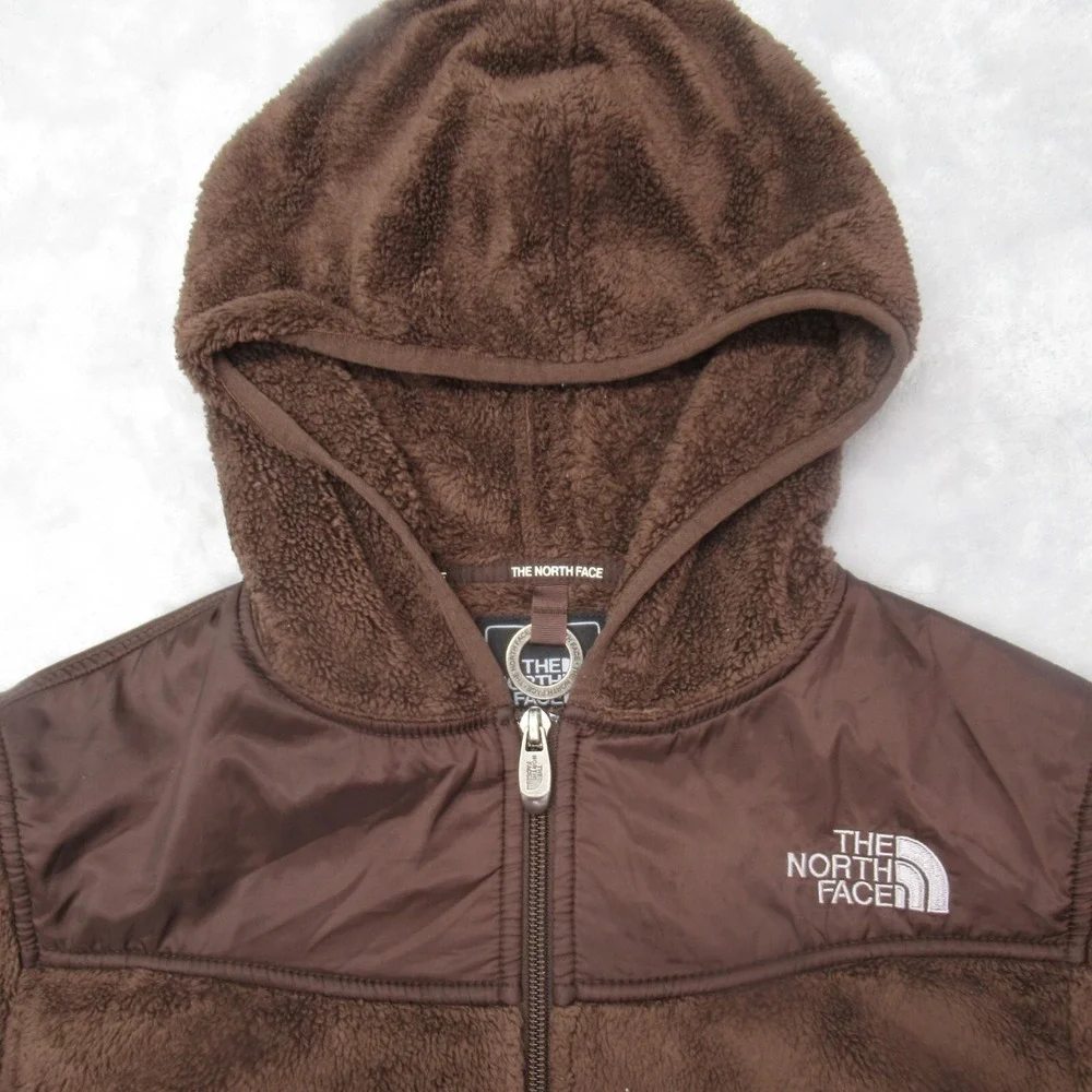 North Face Jacket Women Small Brown Hooded Pockets Sherpa Fleece SUPER SOFT
